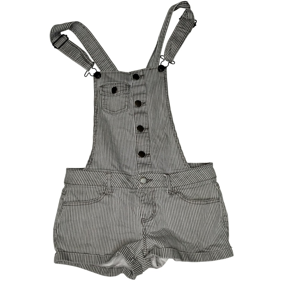 21‎ Denim Overalls Romper Striped Button Front Casual Cute Size 26
